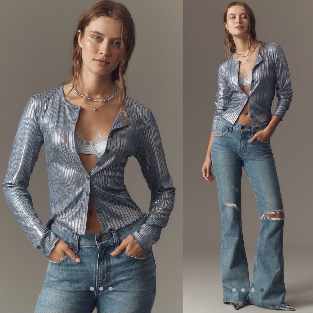 The Andie Shimmer ribbed cardigan by Pilcro